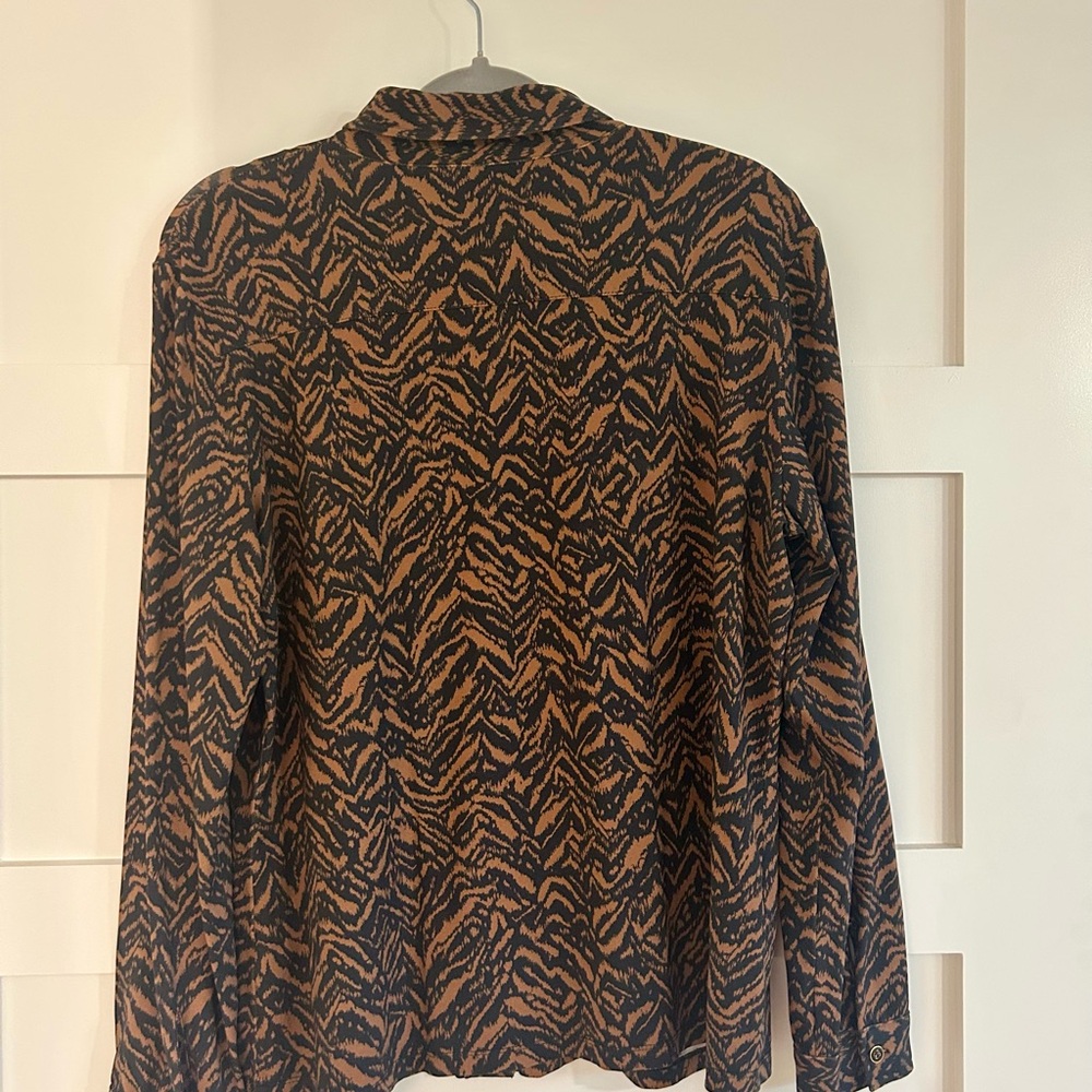 J. McLaughlin Womens Betty Button Down Shirt Catalina Cloth Black/Brown XL - Picture 3 of 3